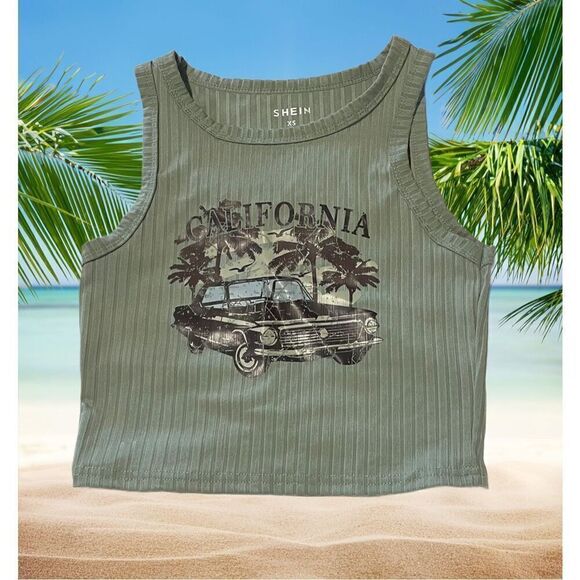 Ribbed sage California crop tank top by Shein - Picture 2 of 7